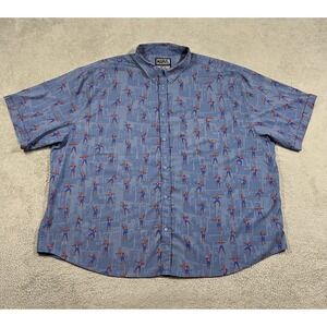 RSVLTS Marvel Spiderman Shirt Mens 4XL Blue Button Up Short Sleeve Kunuflex